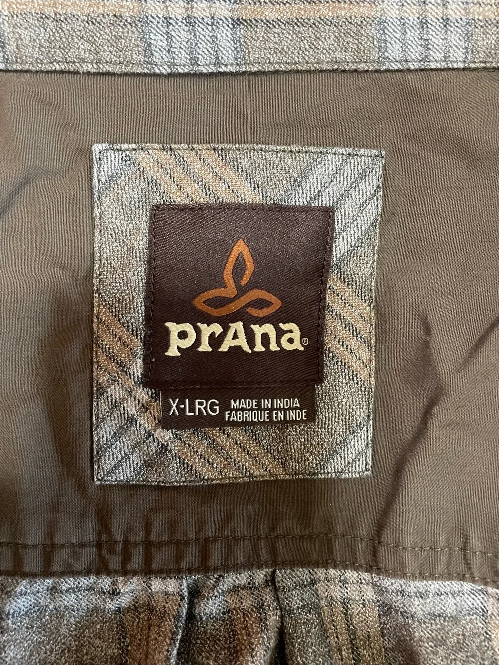 Prana Mens Button Up Long Sleeve Size  XL Brown Plaid Flannel Shirt M2ALAB316 - Picture 2 of 9